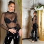 Preview: Sexy Body-Top aus transparenten Mesh-Gewebe - schwarz