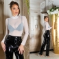 Preview: Sexy Body-Top aus transparenten Mesh-Gewebe - weiß