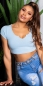 Preview: Bauchfreies Shirt mit sexy Schlitz-Cut-Out in babyblau
