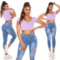 Preview: Bauchfreies Shirt mit sexy Schlitz-Cut-Out in flieder