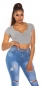 Preview: Bauchfreies Shirt mit sexy Schlitz-Cut-Out in grau