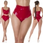 Preview: Sexy High Waist Hotpants im Latex-Look - rot