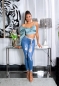 Preview: Moderne High Waist Jeans im Used-Look - blue washed