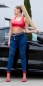 Preview: High Waist Skinny-Jeans im Crinkle-Parteien - blue washed