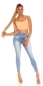 Preview: High Waist Skinny Jeans im modischen Wasch-Effekten - blue washed