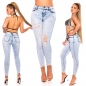 Preview: Sexy Skinny Jeans im modischen Vintage-Look - acid blue