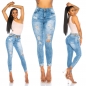 Preview: High Waist Jeans im modischen Used-Look - blue washed