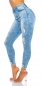 Preview: High Waist Jeans im modischen Used-Look - blue washed