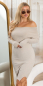 Preview: Anschmiegsames Feinstrick-Minikleid mit Umlegekragen - cappuccino