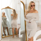 Preview: Anschmiegsames Feinstrick-Minikleid mit Umlegekragen - cappuccino