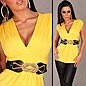 Preview: Ärmelloses Shirt im Wickel-Look mit Stretch-Gürtel in yellow sun