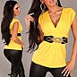 Preview: Ärmelloses Shirt im Wickel-Look mit Stretch-Gürtel in yellow sun