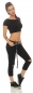 Preview: Moderne Vintage Crash-Capri mit Stoffgürtel in schwarz