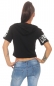 Preview: Bauchfreies Kapuzen-Shirt großem Schrift-Print - schwarz