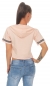 Preview: Bauchfreies Shirt mit Kapuze und großem Schrift-Print - rosa