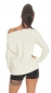 Preview: Oversize Strickpullover mit V-Auschnitt in cremeweiß
