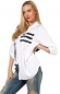 Preview: Legere Long-Bluse mit modischen Schriftprints - weiß