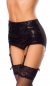 Preview: High-Waist-Höschen mit Pailletten und Strapsen - schwarz