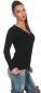 Preview: Taillierter Feinstrick-Pullover mit Strass-Verzierung - schwarz