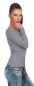 Preview: Taillierter Rippstrick-Pullover mit kurzer Knopfleiste - stone