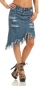 Preview: Sexy Vintage-Jeansrock mit Fransen-Abschluss in blue washed