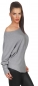 Preview: Weicher Feinripp-Pullover mit Fledermaus-Ärmeln - stone