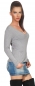 Preview: Weicher Feinstrick Cardigan mit tiefen V-Ausschnitt in stone