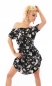 Preview: Süßes Blümchen Minikleid mit Carmen-Ausschnitt - schwarz
