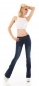 Preview: Basic Bootcut-Jeans mit Kontrastnähten und Gürtel - dark blue