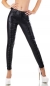 Preview: High Waist Stretch Hose im Wetlook mit Schnürleiste in schwarz