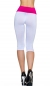 Preview: Bicolor Capri-Leggings mit breiten Bund - weiß/pink