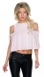 Preview: Kurz geschnittenes Crop-Top mit Volant-Verzierung - rosa