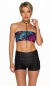 Preview: Sexy bauchfreies Bandeau-Top in türkis/multicolor