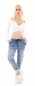 Preview: Modische Jeans mit glamouröser Zierbordüre in blue washed