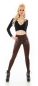 Preview: Warme Thermo High-Waist-Leggings im seidig glänzenden Lederlook - braun