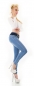 Preview: Sexy Skinny Hüft-Jeans mit breiten Stretch-Gürtel - blue washed