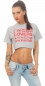 Preview: Bauchfreies Shirt mit frechem Print in grau