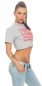 Preview: Bauchfreies Shirt mit frechem Print in grau