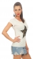 Preview: Taillieres Shirt mit Glamour-Stern - hellgrau meliert