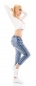 Preview: Modische Jeans mit glamouröser Zierbordüre in blue washed