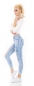 Preview: 7/8 High Waist Slim Fit Skinny-Jeans im sexy Destroyed-Look - light blue