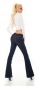 Preview: Moderne Flare Cut Schlagjeans mit Zierknopfleiste in dark blue