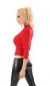 Preview: Rippstrick Pullover mit sexy Wickel-Ausschnitt in rot
