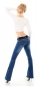 Preview: Used Bootcut-Jeans mit Stretch-Gürtel in blue washed