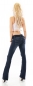 Preview: Basic Bootcut-Jeans mit Kontrastnähten und Gürtel - dark blue