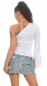 Preview: Rassiges One Arm Top mit Schnürleiste und Flatter-Ärmel in weiß