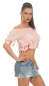 Preview: Carmen-Shirt mit süsser Blumen-Bordüre in rosa