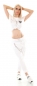 Preview: Trendy Harems-Hose mit XXL Zipper und Schrift-Prints - weiß