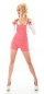 Preview: Sexy kurze Jeans-Latzhose in coral