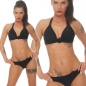 Preview: Neckholder-Bikini mit Schmuckschnallen - schwarz